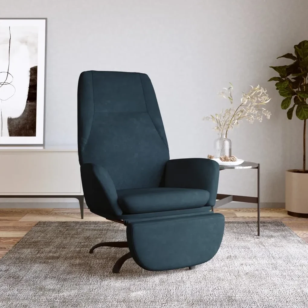 3097858 vidaXL Scaun de relaxare cu taburet, albastru, catifea