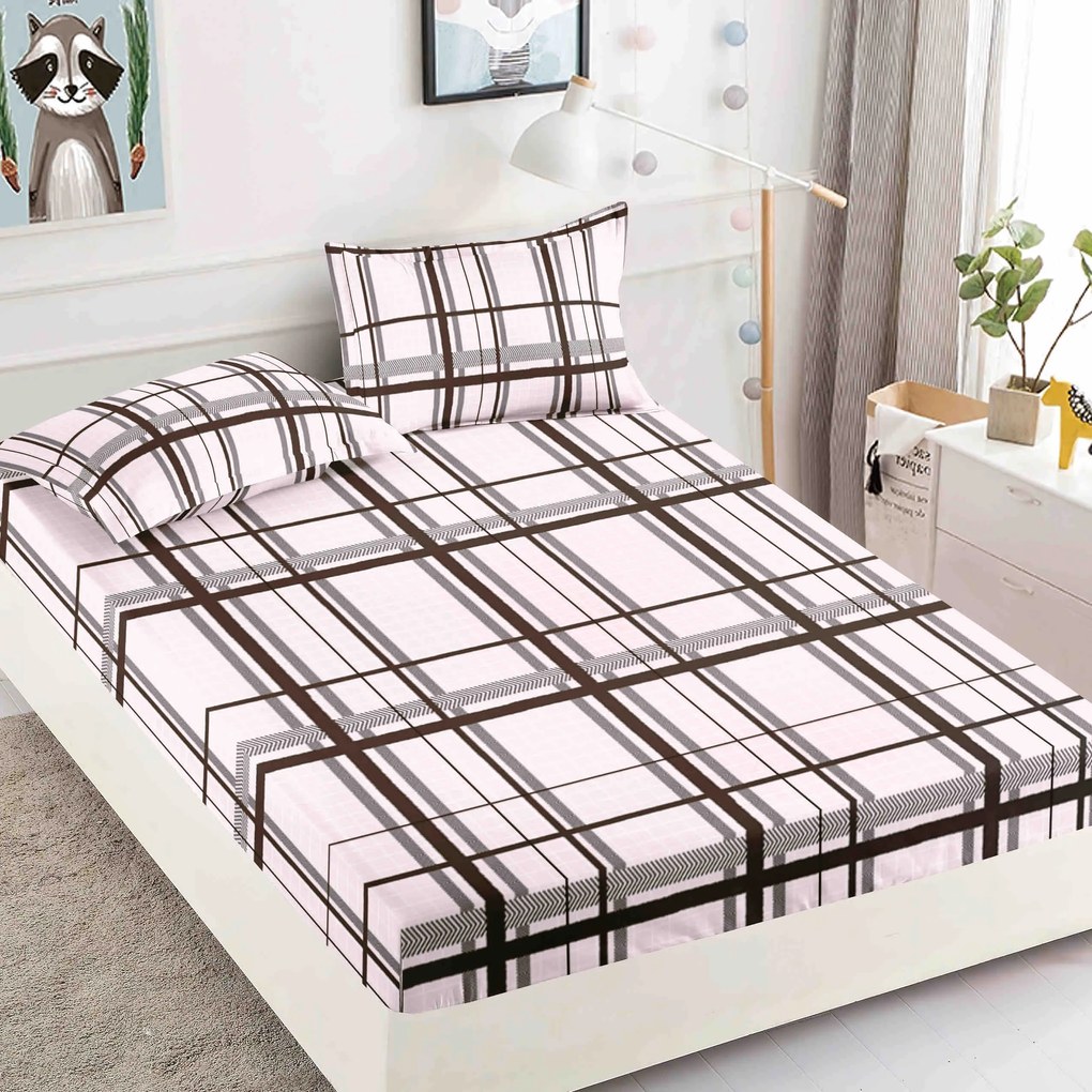 Lenjerie de pat 3 cu elastic 100% bumbac - a709 de la Onesleep