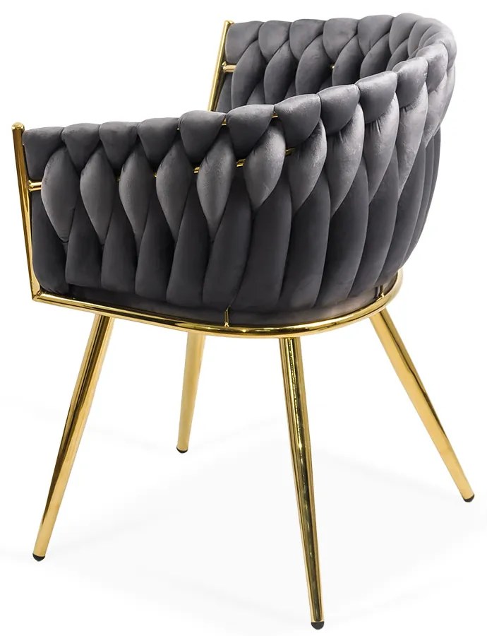Scaun living din catifea cu picioare aurii BUC 261 gri