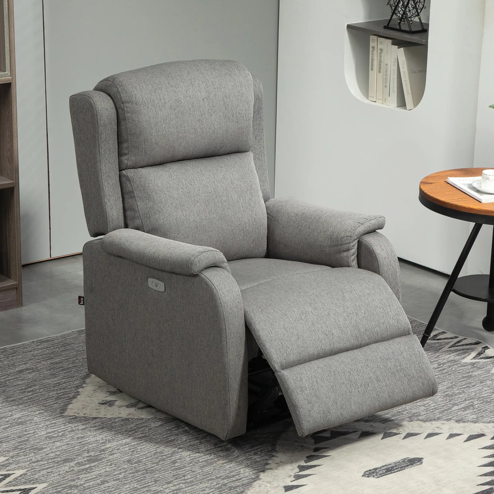 HOMCOM Fotoliu Relax Electric Reclinabil cu Port USB, Gri Închis | Aosom Romania
