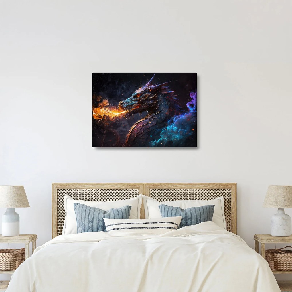 Tablou - Dragon scuipând flăcări (70x50 cm)