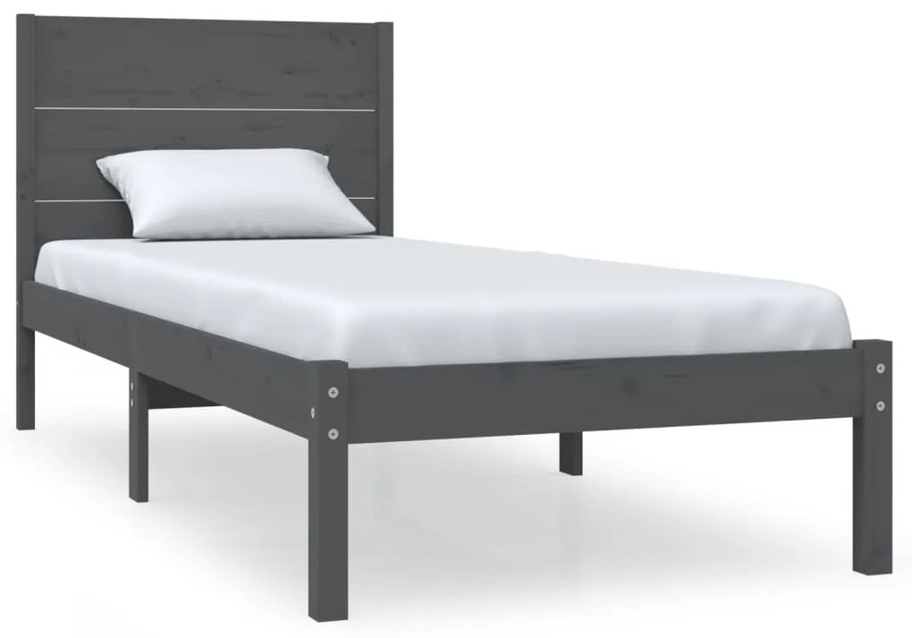 3104145 vidaXL Cadru de pat, gri, 100x200 cm, lemn masiv de pin