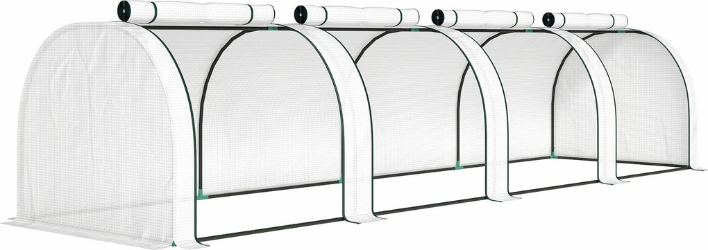 Outsunny Seră, seră din folie rezistentă la iarnă cu ușă cu fermoar rulabilă 395 x 100 x 80 cm Alb | Aosom Romania