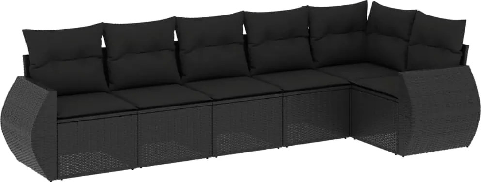 vidaXL Set mobilier de grădină cu perne, 6 piese, negru, poliratan