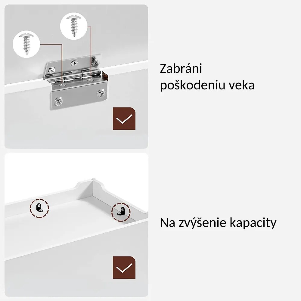 Ladă pentru șezut TANJA, 100x40x46cm, albă Vasagle