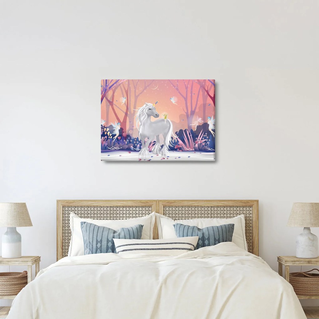 Tablou - Unicorn în pădurea fermecată (70x50 cm)
