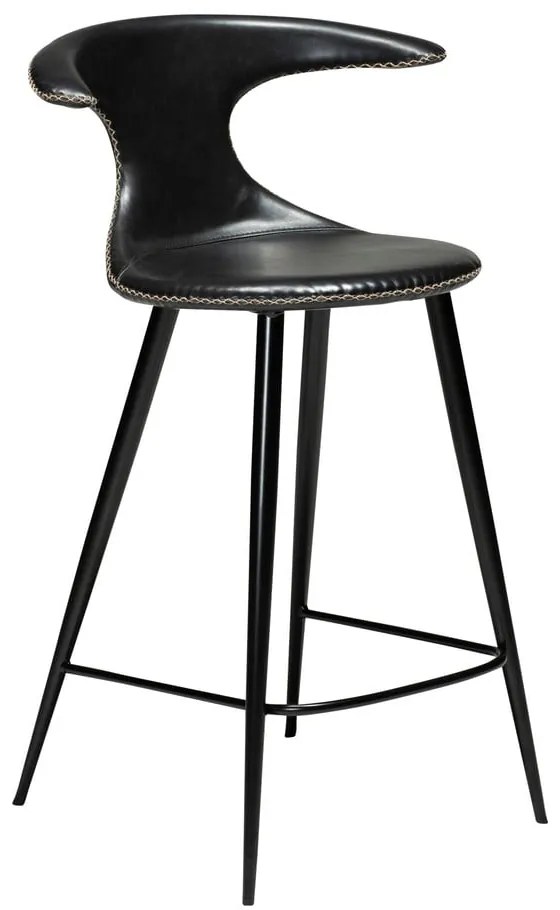 Scaun bar din piele ecologică DAN–FORM Denmark Flair, negru, înălțime 90 cm