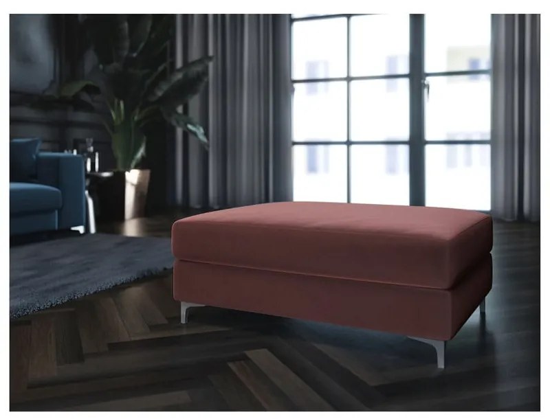 Taburet din catifea devichy Rothe, roz închis