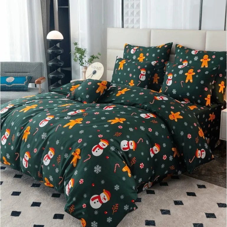 Lenjerie de pat din policoton OM DE ZAPADA SI TURTA DULCE POLY verde Dimensiune lenjerie de pat: 70 x 90 cm | 140 x 200 cm