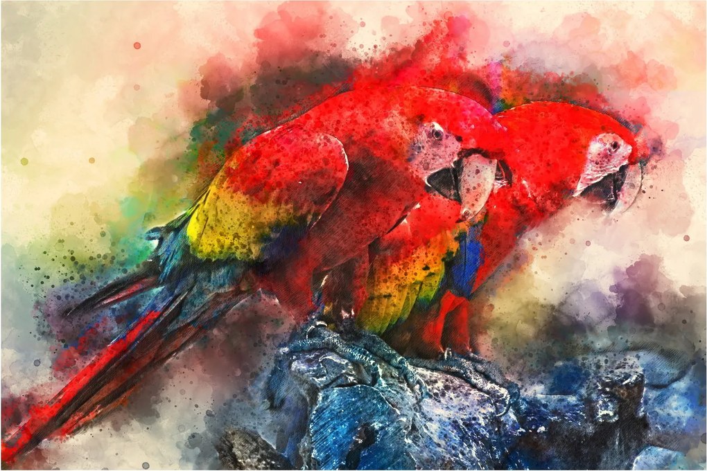 Tablou - Papagali roșii ara (90x60 cm)
