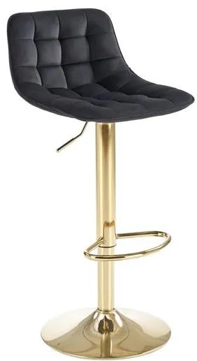 Scaun de bar H120 velvet negru/gold