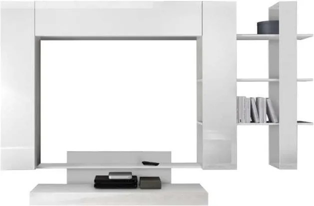 Set mobilă living Nico 1, 175x40x259 cm, melamină, alb