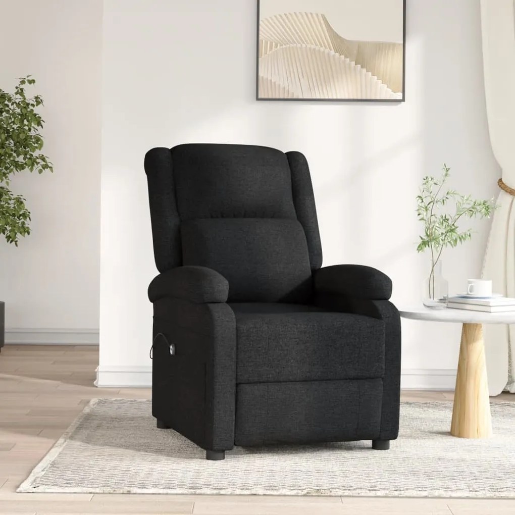 3098355 vidaXL Fotoliu rabatabil electric, negru, material textil
