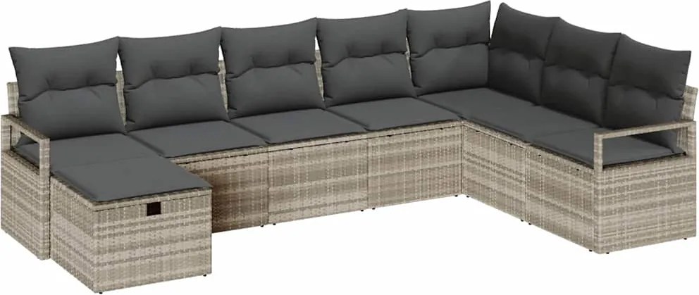 vidaXL Set de canapea cu pernă cu depozitare Gri deschis poliratan