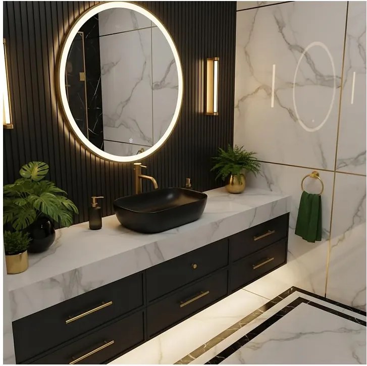 Lavoar pe blat Ceramic Basaro Hestia negru mat