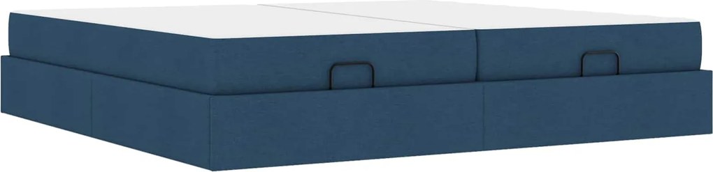 vidaXL Cadru de pat cu saltea cu saltea 2 pcs albastru țesătură