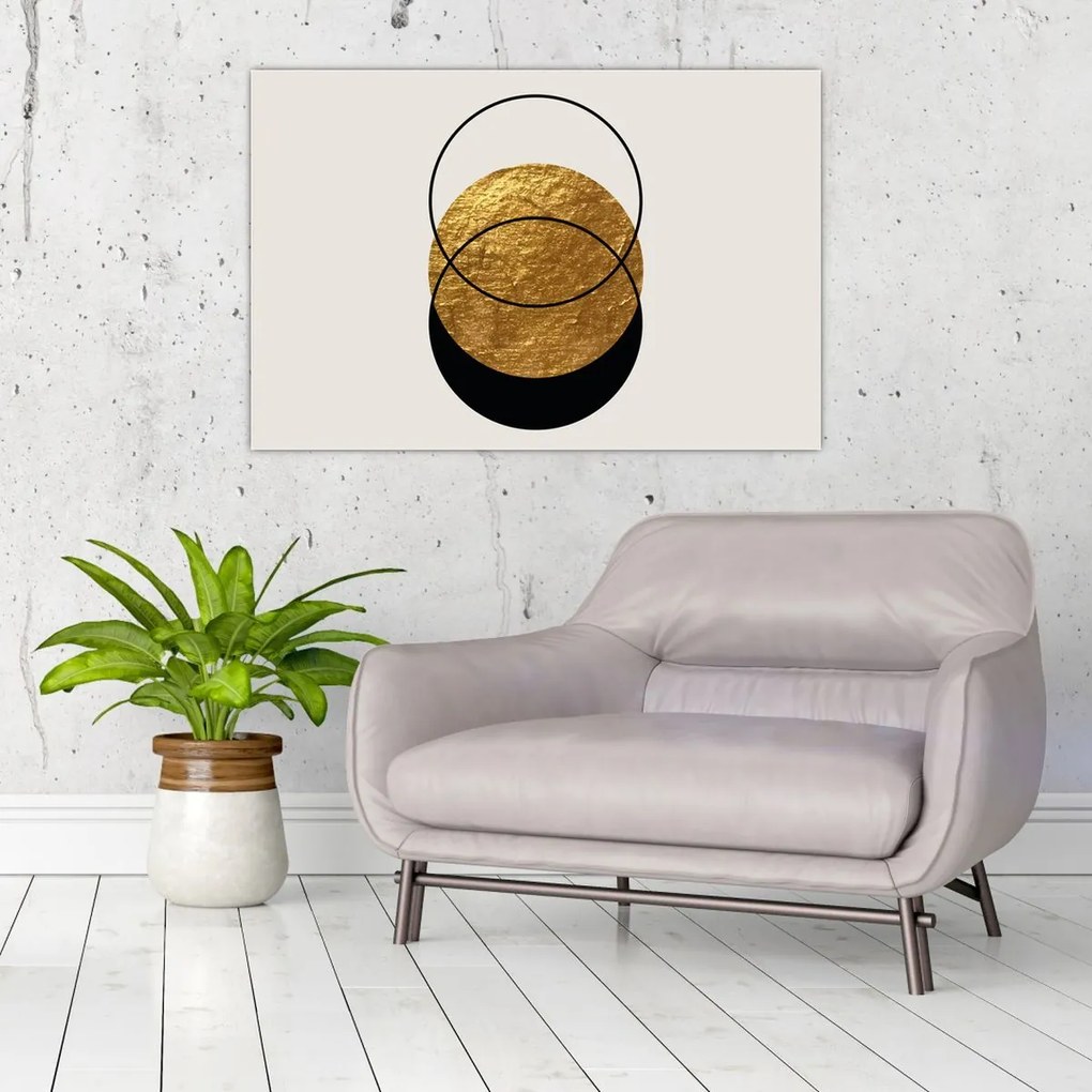 Tablou - Abstracție de aur și alb N⁰2 (90x60 cm)