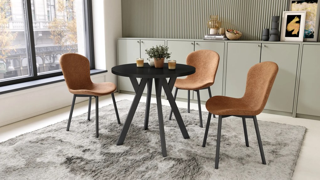 Mazzoni ALMO 80 Negru Mat/picioare negre - MASĂ ROTUNDĂ CU PICIOARE Y LOFT/INDUSTRIAL PENTRU BUCĂTĂRIE LIVING SAU SUFRAGERIE