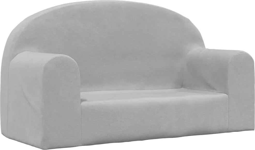 vidaXL Canapea pentru copii cu 2 locuri, gri deschis, pluș moale