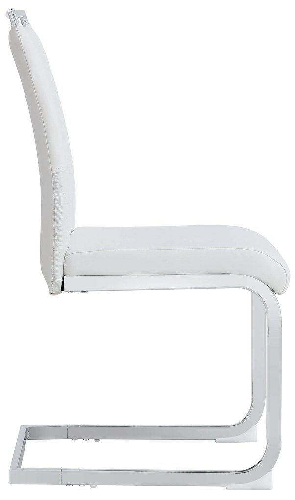 Set de 2 scaune moderne pentru sala de mese, cu spătar înalt, din PU și material textil, pentru bucătărie și birou, Alb