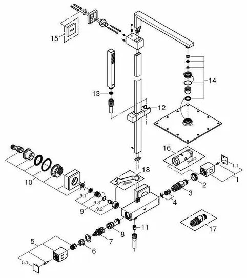 Coloana de dus cu baterie termostatata Grohe Euphoria Cube XXL 230