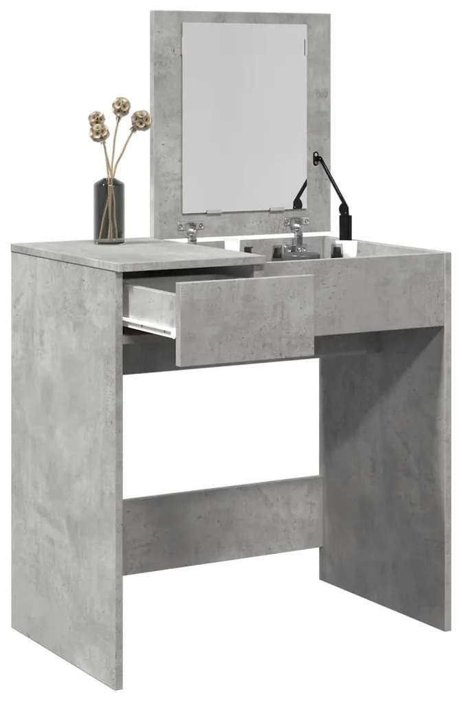 vidaXL Masă de toaletă cu oglindă, gri beton, 73x46,5x120 cm