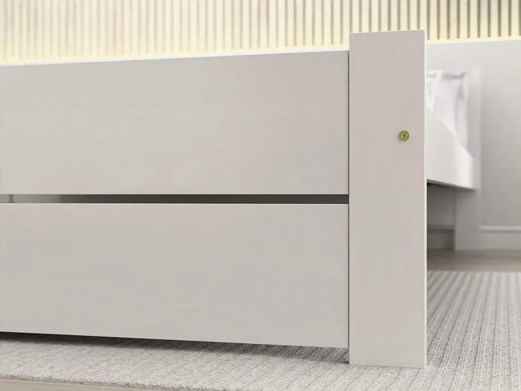 Pat dublu Culoare alb, IKAROS DOUBLE 140 x 200 cm Saltele: Cu saltele Somnia 18 cm, Somiera pat: Cu lamele curbate