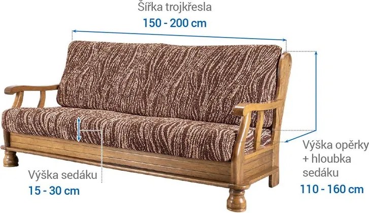 Gaico Huse bielastice UNIVERSO NOU dungi maro 3fotoliu cu manere de lemn (l. 150 - 200 cm)