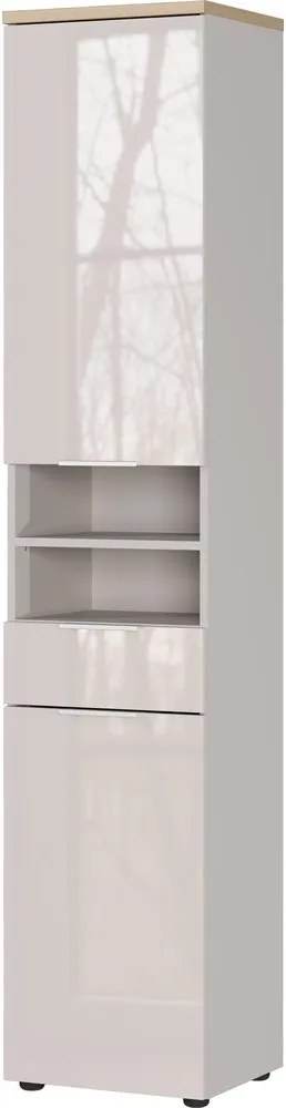 Dulap de baie crem înalt/îngust cu aspect lucios 39x190 cm Tavira – Germania