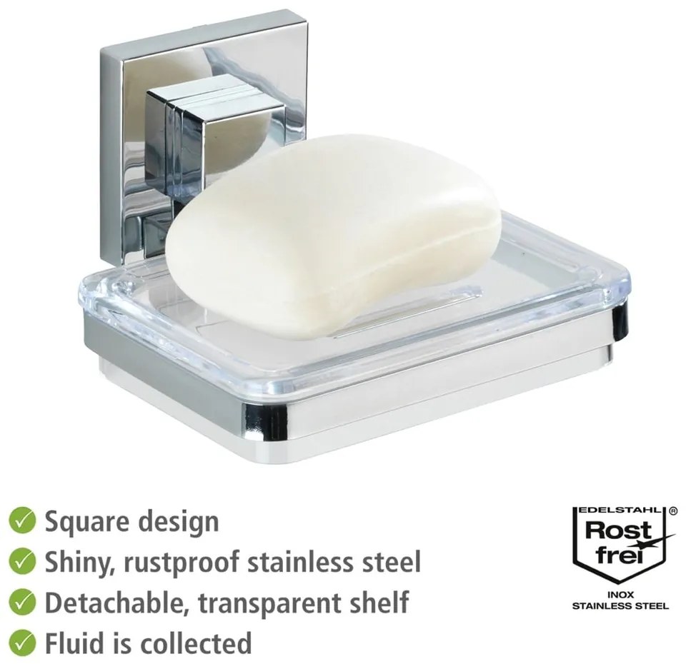Săpunieră Wenko cu sistem de prindere Vacuum-Loc, 12 x 12 cm