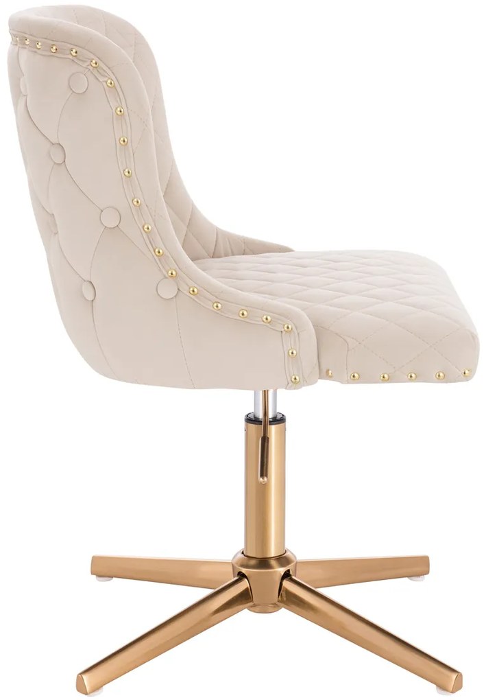 HR940CROSS Scaun Crem din Catifea cu Bază Aurie