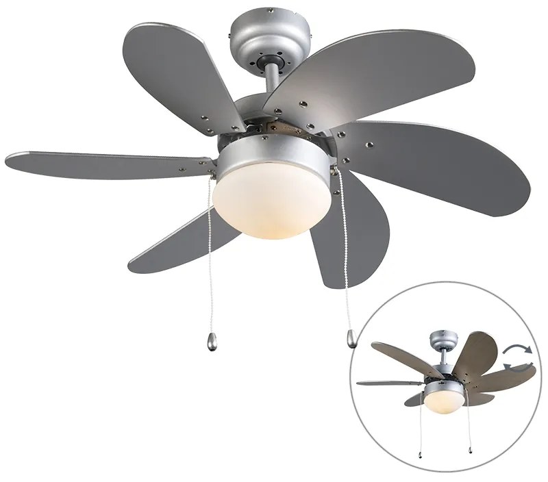 Ventilator de tavan modern din oțel cu imprimeu de lemn 80cm cu comutator cu lanț - Fresh