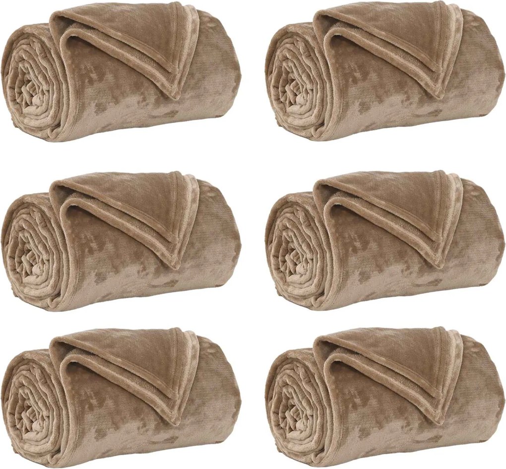 vidaXL Pături de aruncat 6 pcs Culoare Cămilă 150 x 200 cm Molton
