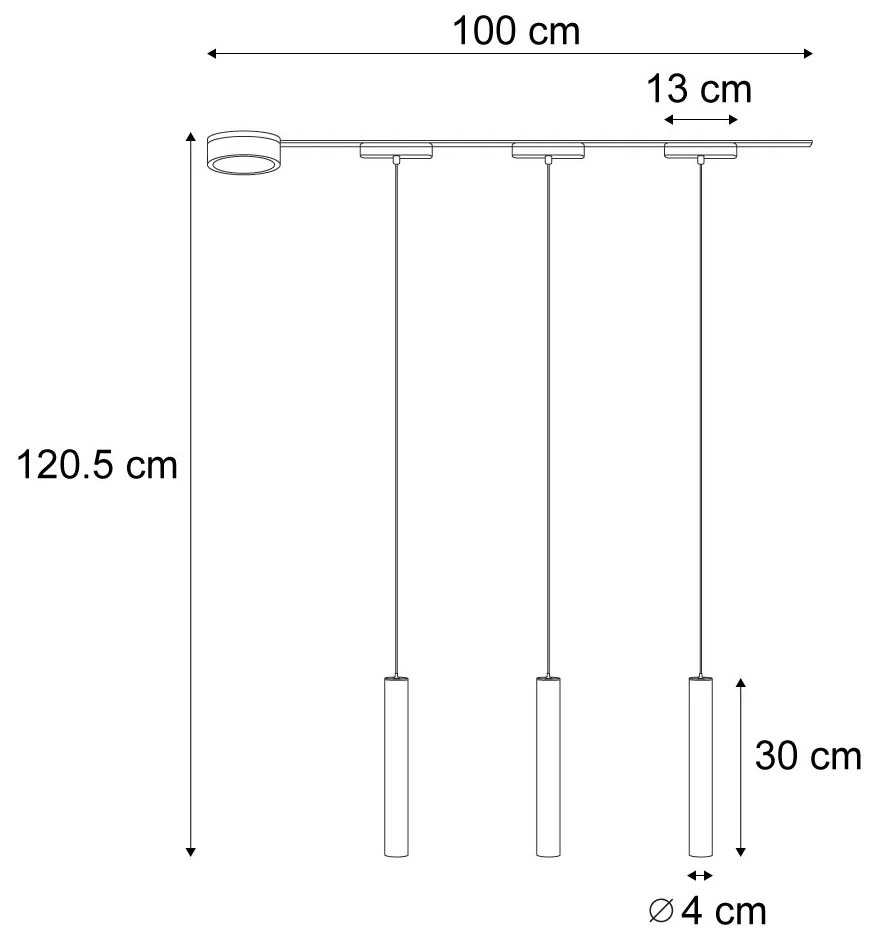 Sistem de iluminat pe șină modern cu 3 pendule negre monofazat - Magnetic Cassie