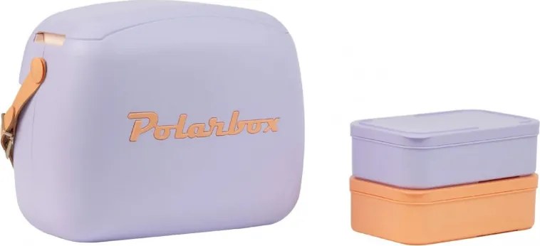 Geanta frigorifica Polarbox Pop, 6 litri, Include 2 cutii pentru pranz, Pana la 24 h, Violet/Portocaliu