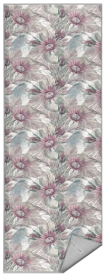 Covor tip traversă mov/gri lavabil 80x200 cm Dusty Flowers – Mila Home