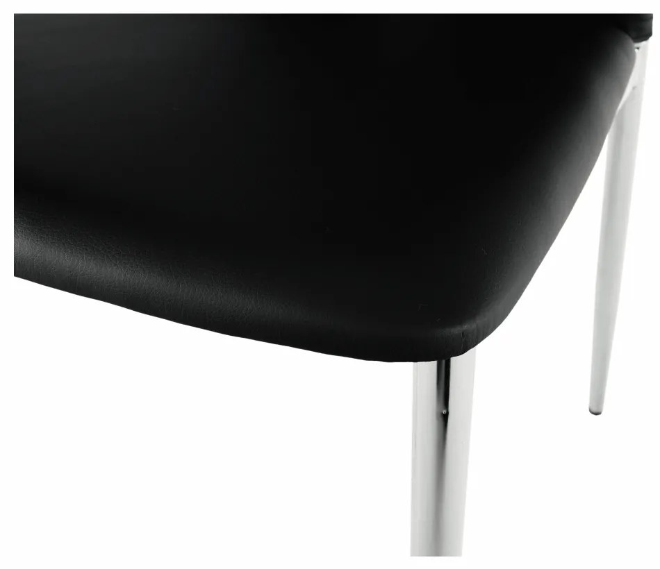 Scaun, negru / alb, piele ecologică / crom, SIGNA
