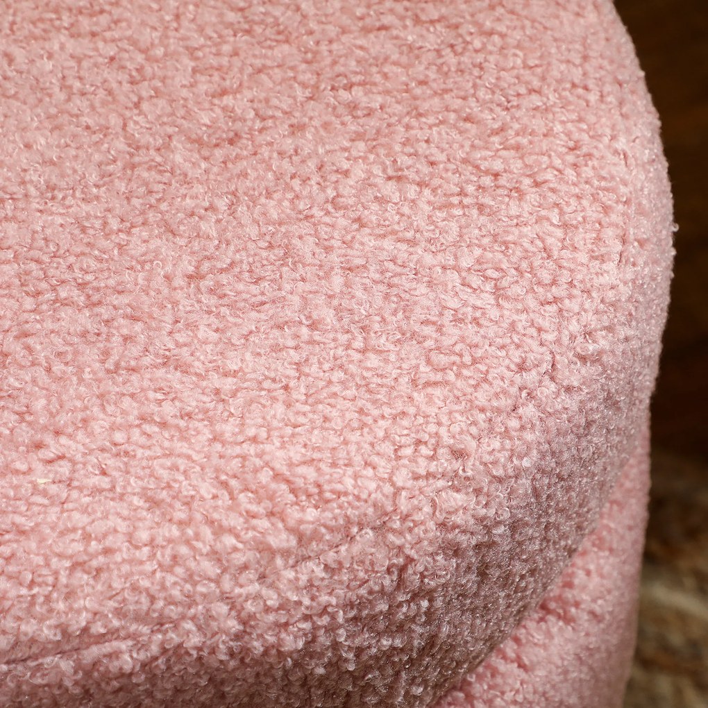 HOMCOM Scaun, rotund, fleece de teddy, până la 120 kg, Φ40x45 cm, Roz | Aosom Romania