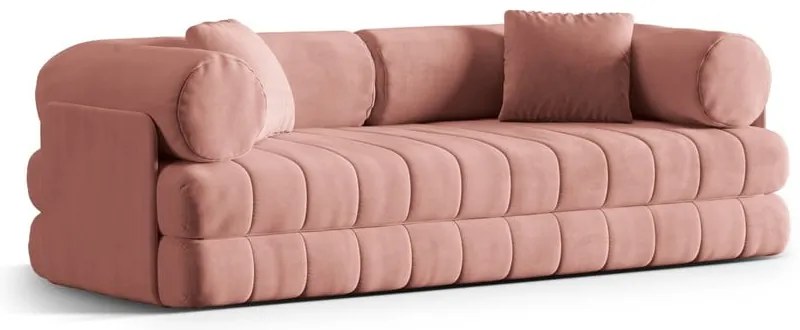 Canapea roz extensibilă cu tapițerie din catifea 206 cm Kemi – Cosmopolitan Design