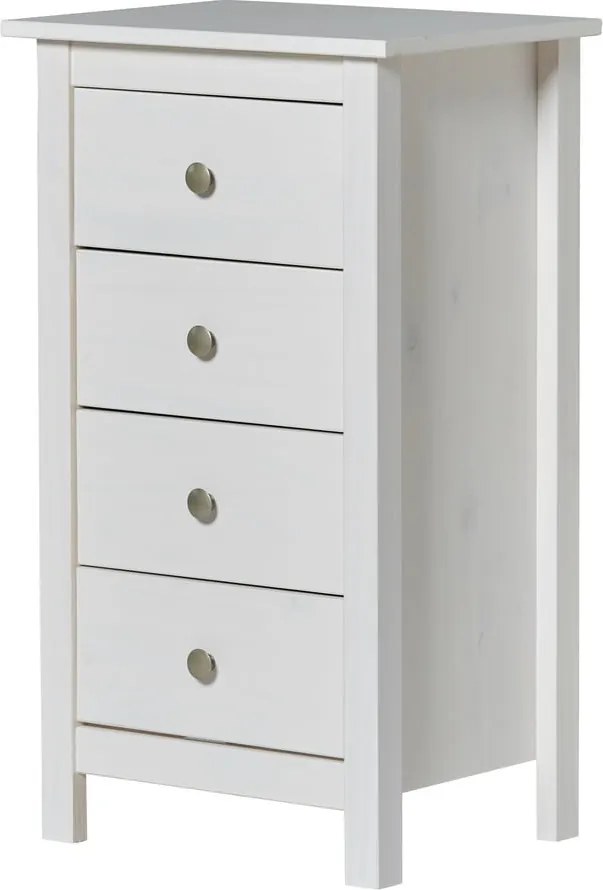 Comodă albă înaltă din lemn masiv de pin 46x80 cm Berna – Marckeric