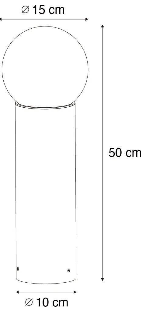 Lampă de podea exterioară neagră cu sticlă opal 50 cm IP44 - Huma