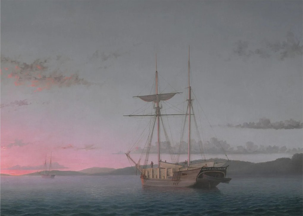 Tablou - Fitz Henry Lane, Lumber Schooners at Evening on Penobscot Bay, reproducere (70x50 cm)