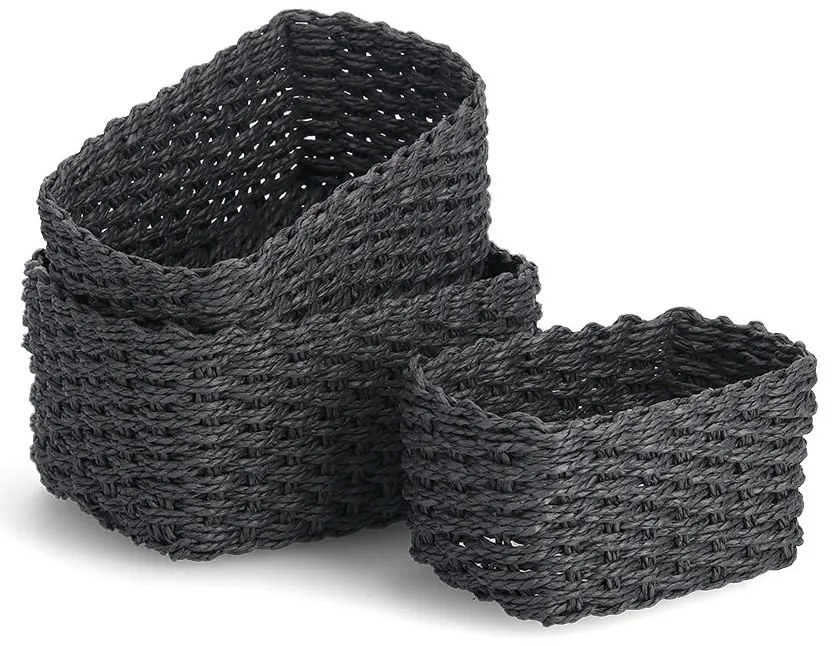 Set 3 cosuri depozitare, hartie impletita