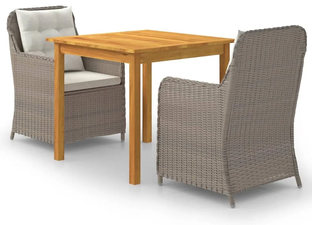vidaXL Set mobilier de grădină, 3 piese, maro