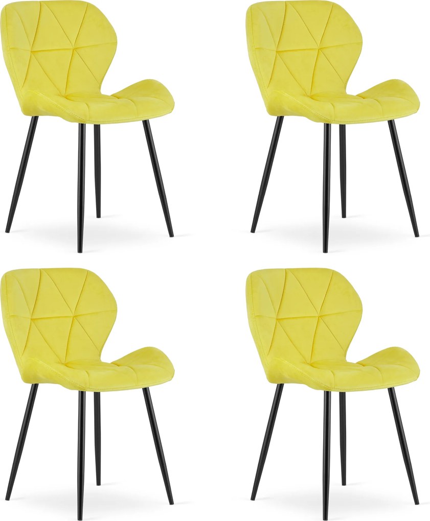 Set 4 Scaune Bucatarie/Dining Miller Catifea Galben