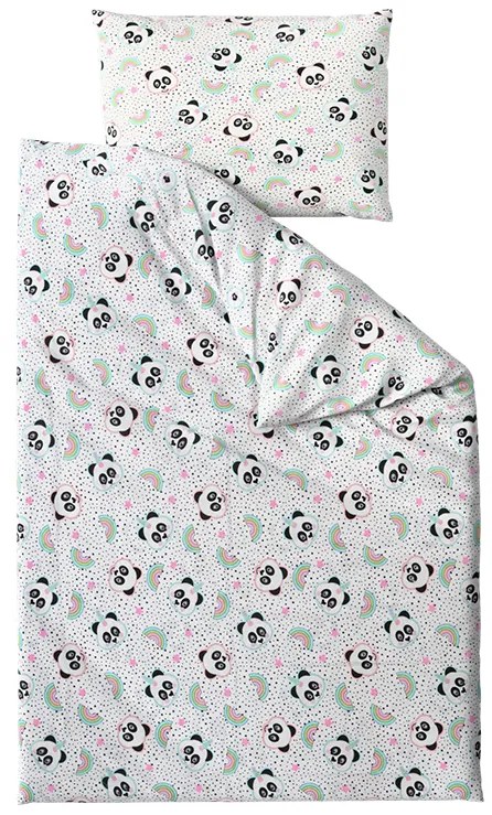 Lenjerie de pat din bumbac pentru copii PANDA UNICORN alb Dimensiune lenjerie de pat: 60 x 70 cm | 140 x 200 cm