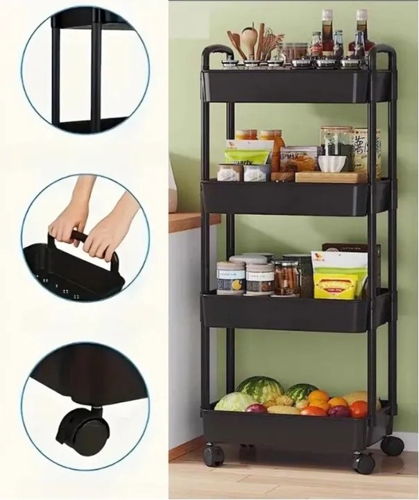 Reducere Raft pe roti POZIO 37x22x95 cm negru Calitatea II