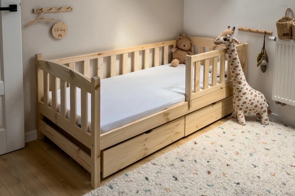 Pat copii din lemn cu sertare Alvins 90x180 - pin