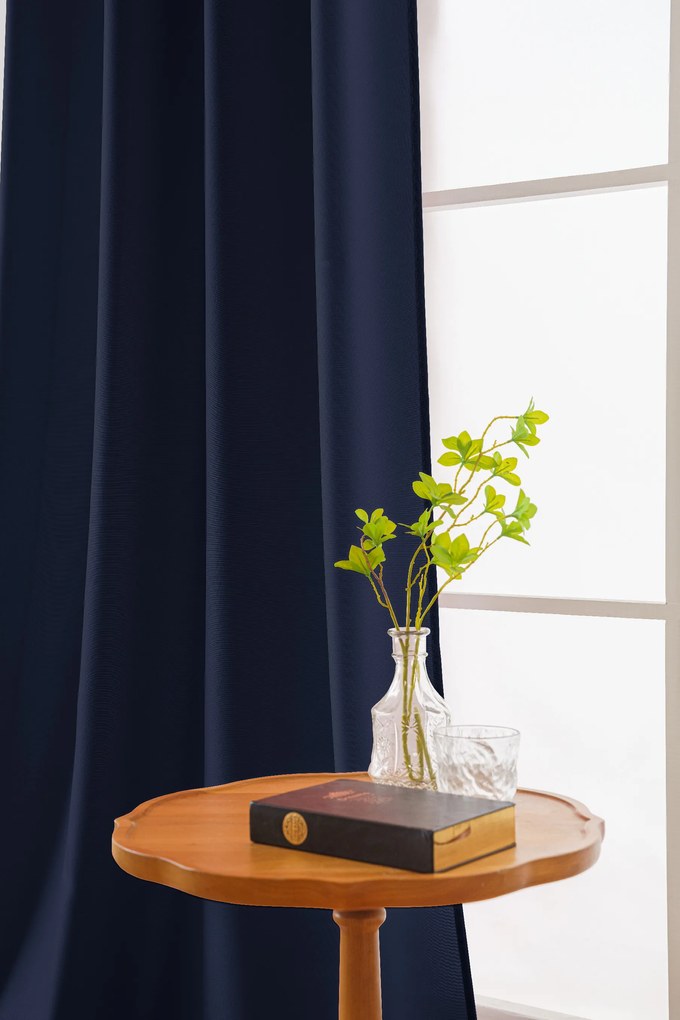 Draperie albastru inchis OXFORD 140x250 cm Agatat: Inele metalice