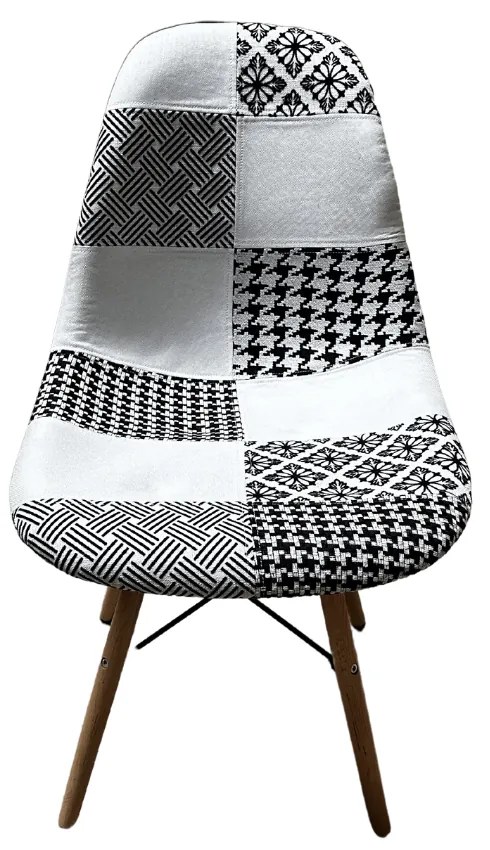 ShopJK SCAUN PATCHWORK ALBASTRU, STILUL SCANDINAV